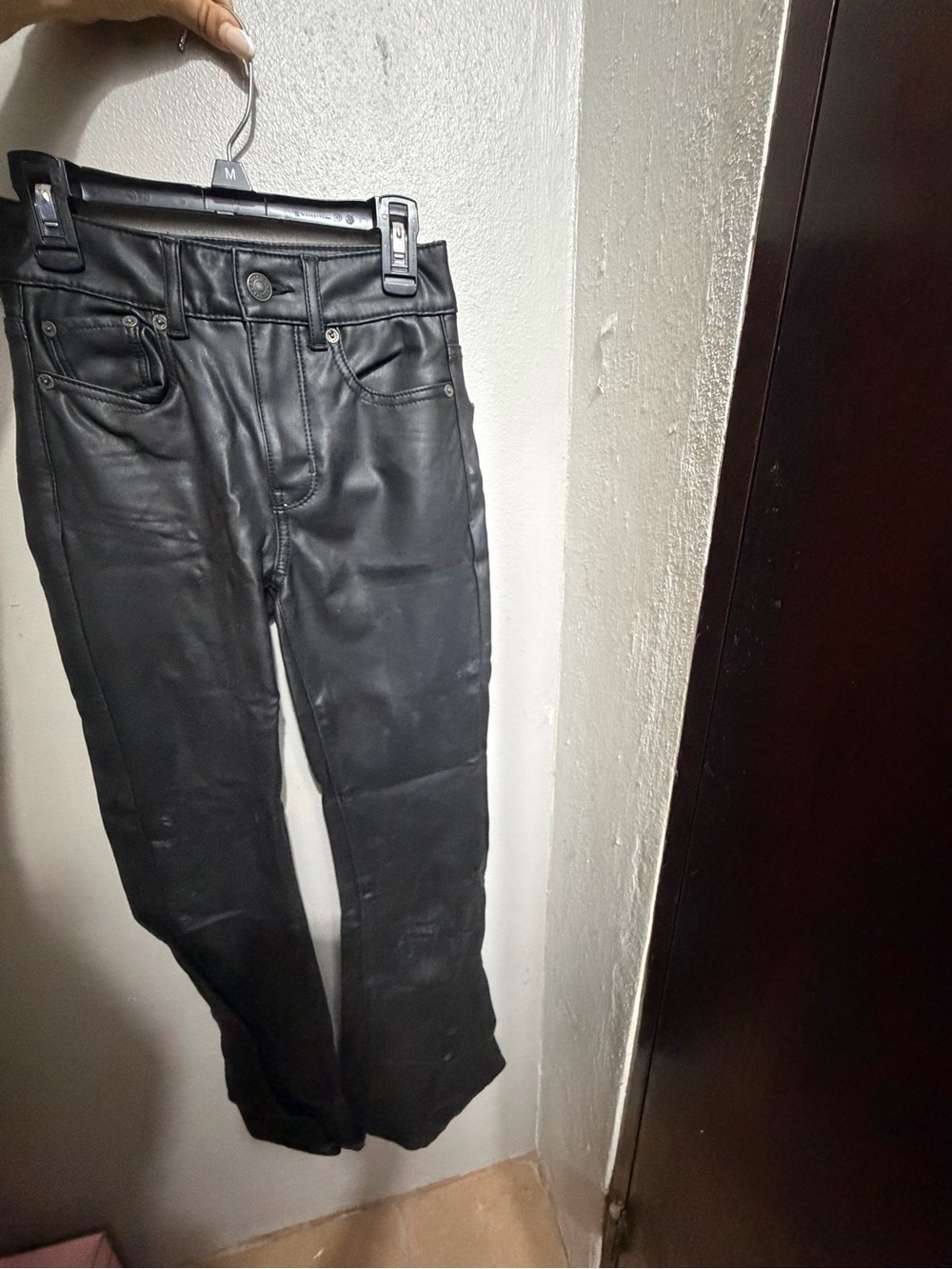 American Eagle Outfitters Black Faux Leather Flare Jeans